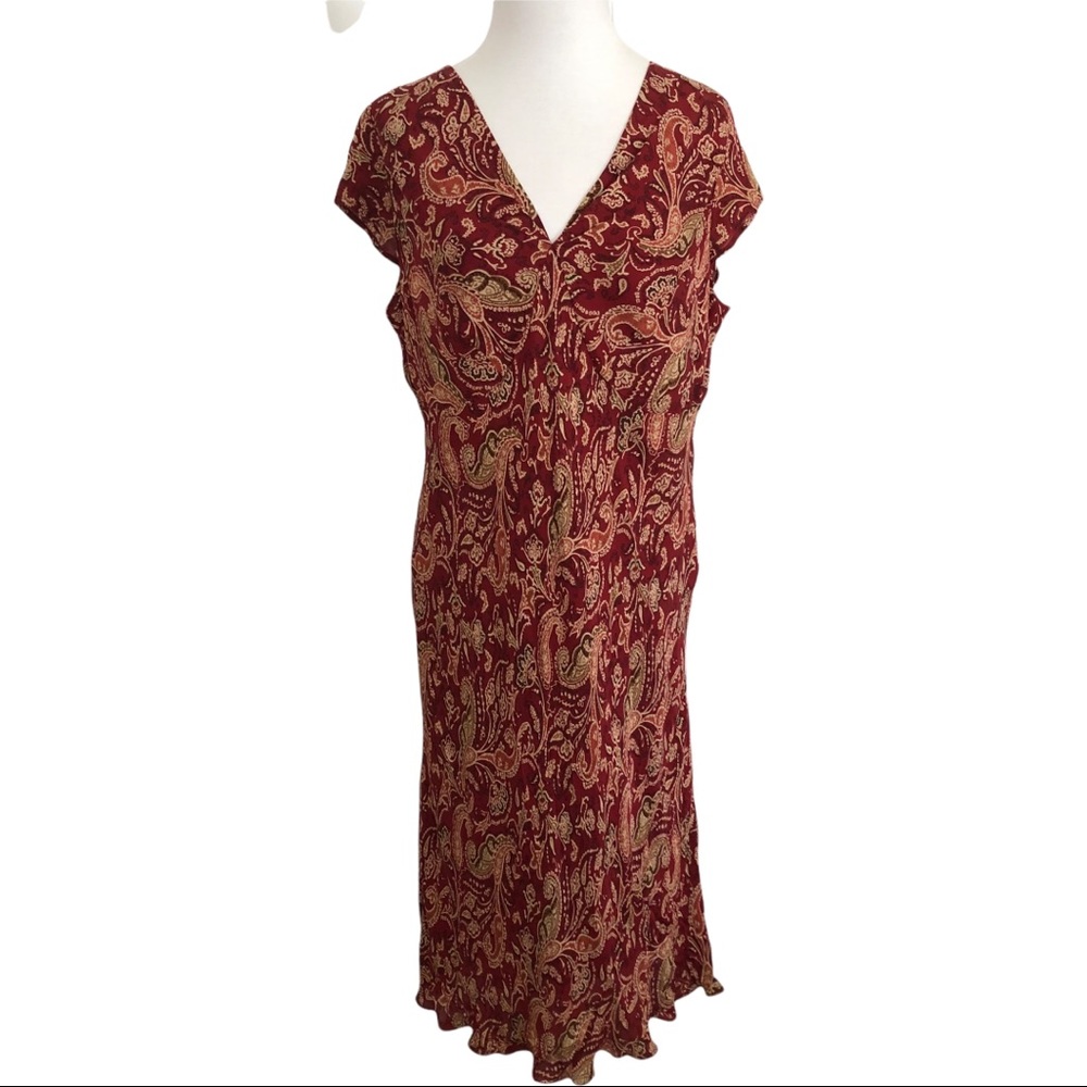 Venezia Red and Gold Paisley Dress